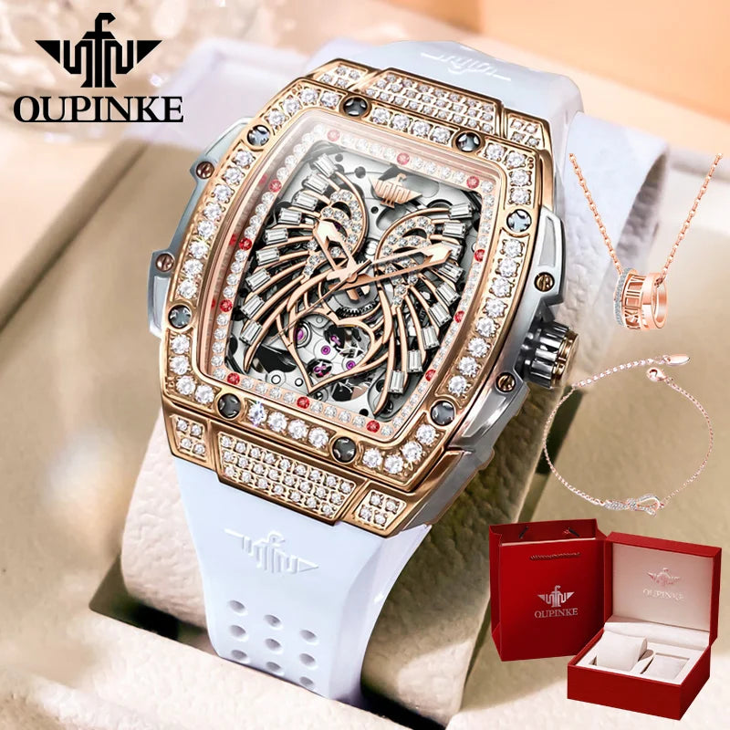 3225 Women'S Watch Luxury Brand All Diamond Automatic Mechanical Watch Classic Silicone Waterproof Elegant Women'S Watch