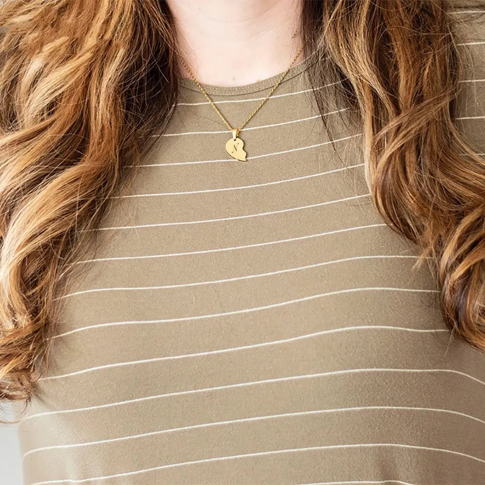 Personalized Stainless Steel Heart-Shaped Necklace-Personalized Necklace