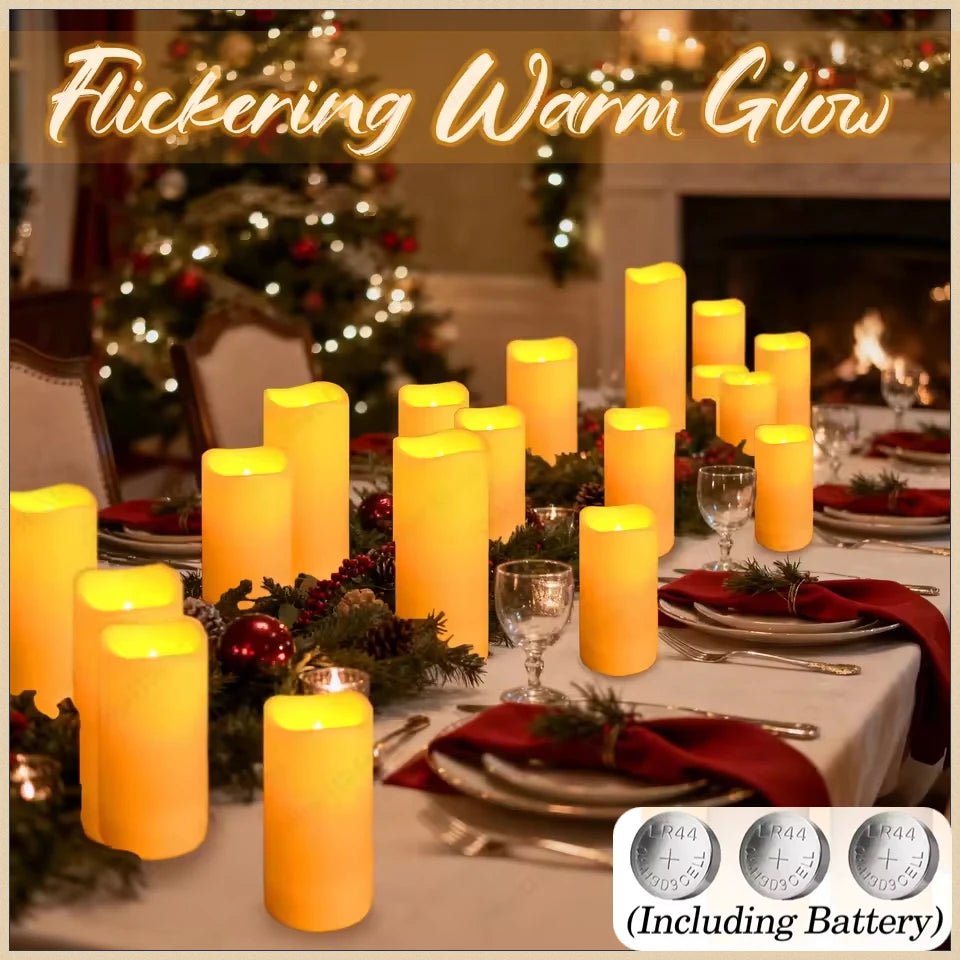 9-180Pcs LED Candles with Flickering Flameless Candles Battery Operated Pillar Candles Wedding Decoration Candlelight Christmas