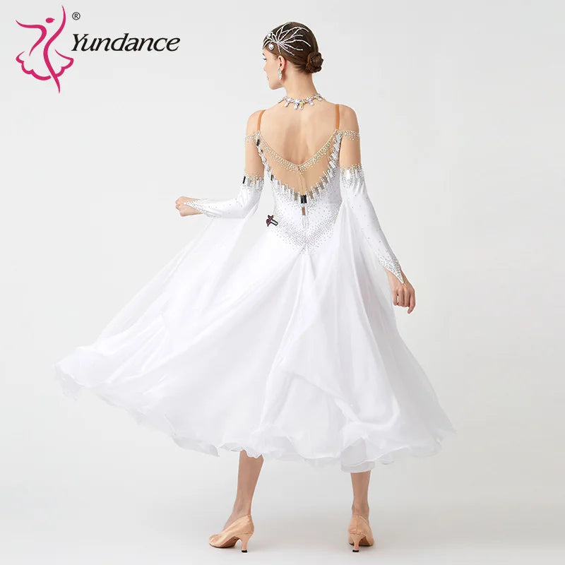 B-23119 New Women Modern Dance Rhinestone Color Diversity Dress Ballroom National Standard Waltz Competition Performance